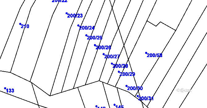 Parcela st. 200/27 v KÚ Velký Ořechov, Katastrální mapa
