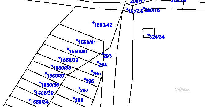 Parcela st. 293 v KÚ Velký Ořechov, Katastrální mapa