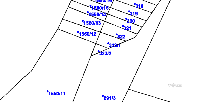 Parcela st. 323/2 v KÚ Velký Ořechov, Katastrální mapa