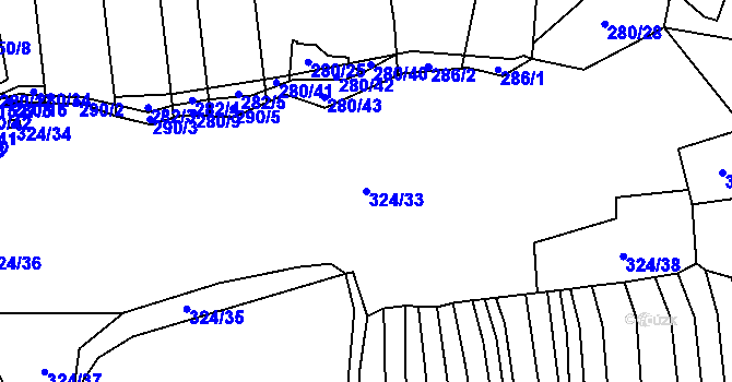 Parcela st. 324/33 v KÚ Velký Ořechov, Katastrální mapa