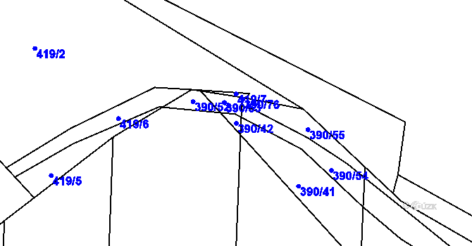 Parcela st. 390/42 v KÚ Velký Ořechov, Katastrální mapa