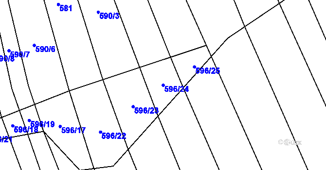 Parcela st. 596/24 v KÚ Velký Ořechov, Katastrální mapa