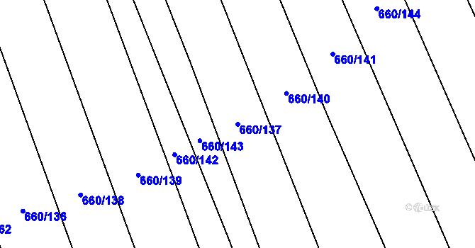 Parcela st. 660/137 v KÚ Velký Ořechov, Katastrální mapa