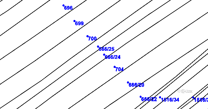 Parcela st. 666/24 v KÚ Velký Ořechov, Katastrální mapa
