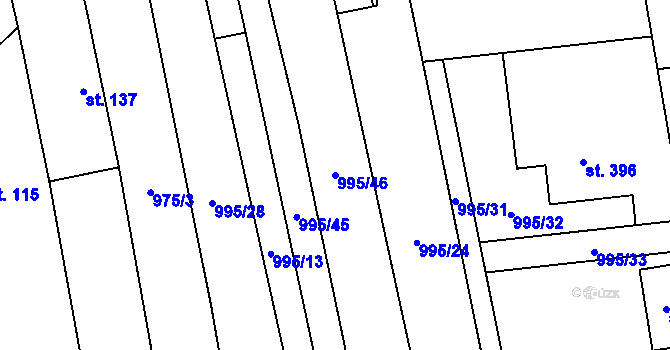 Parcela st. 995/46 v KÚ Velký Ořechov, Katastrální mapa