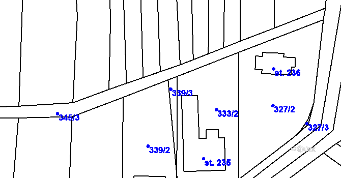 Parcela st. 339/3 v KÚ Velký Ořechov, Katastrální mapa