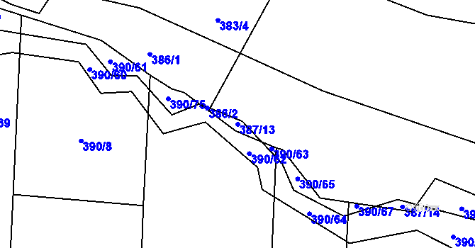 Parcela st. 387/13 v KÚ Velký Ořechov, Katastrální mapa