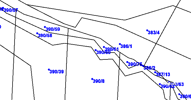 Parcela st. 390/60 v KÚ Velký Ořechov, Katastrální mapa