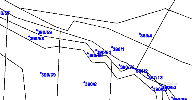 Parcela st. 390/61 v KÚ Velký Ořechov, Katastrální mapa