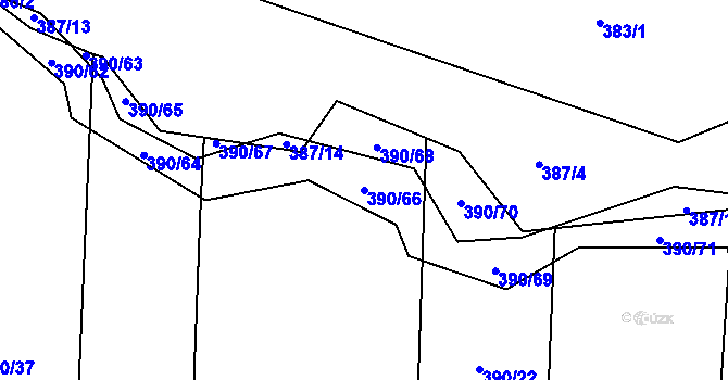 Parcela st. 390/66 v KÚ Velký Ořechov, Katastrální mapa