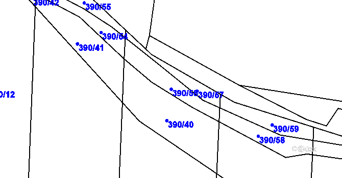 Parcela st. 390/56 v KÚ Velký Ořechov, Katastrální mapa