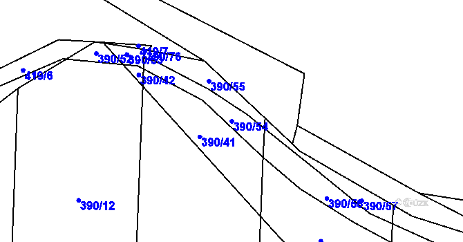 Parcela st. 390/54 v KÚ Velký Ořechov, Katastrální mapa