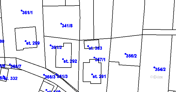 Parcela st. 383 v KÚ Velký Ořechov, Katastrální mapa