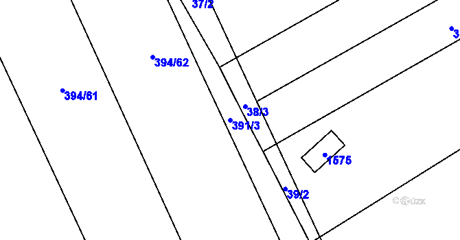 Parcela st. 391/3 v KÚ Velký Ořechov, Katastrální mapa