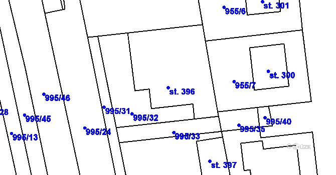 Parcela st. 396 v KÚ Velký Ořechov, Katastrální mapa
