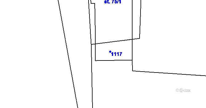 Parcela st. 75/2 v KÚ Velký Osek, Katastrální mapa