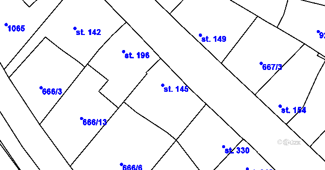 Parcela st. 145 v KÚ Velký Osek, Katastrální mapa