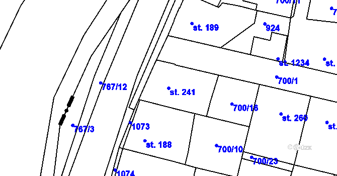 Parcela st. 241 v KÚ Velký Osek, Katastrální mapa