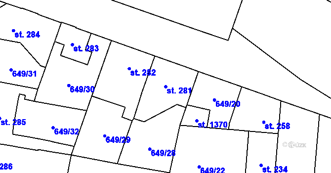 Parcela st. 281 v KÚ Velký Osek, Katastrální mapa