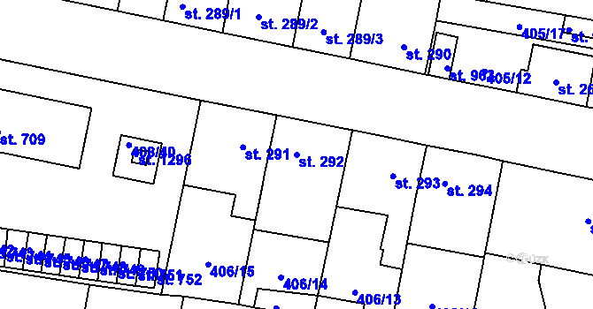 Parcela st. 292 v KÚ Velký Osek, Katastrální mapa