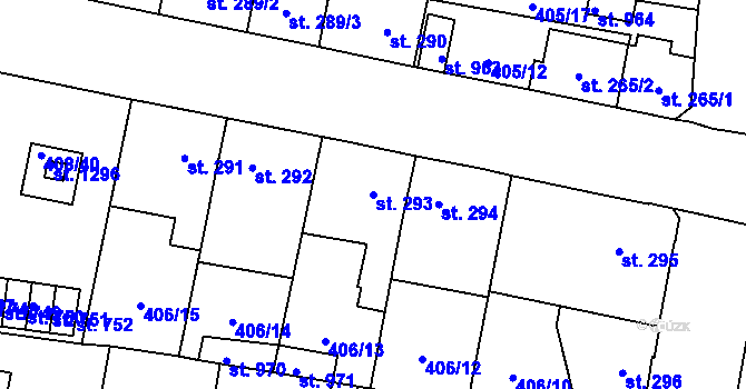 Parcela st. 293 v KÚ Velký Osek, Katastrální mapa