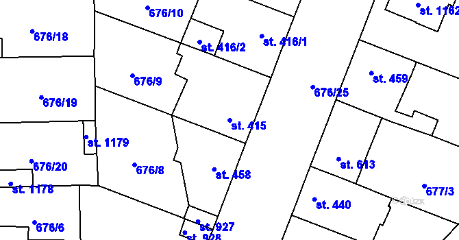 Parcela st. 415 v KÚ Velký Osek, Katastrální mapa