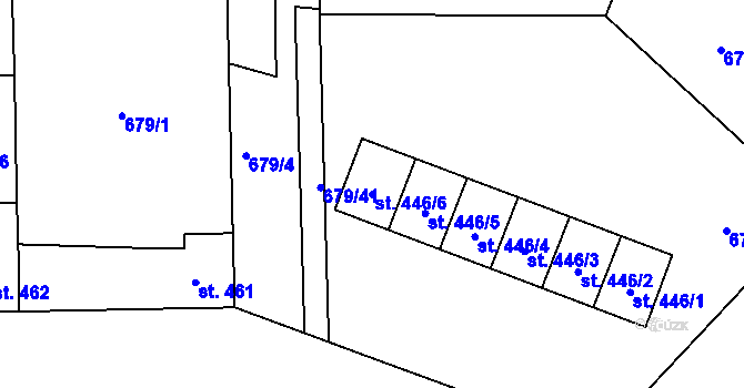 Parcela st. 446/6 v KÚ Velký Osek, Katastrální mapa