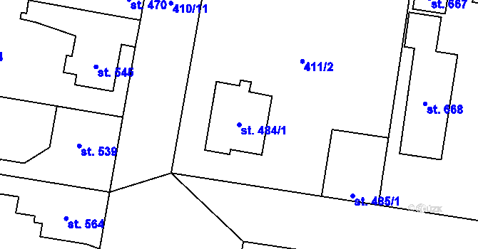Parcela st. 484/1 v KÚ Velký Osek, Katastrální mapa