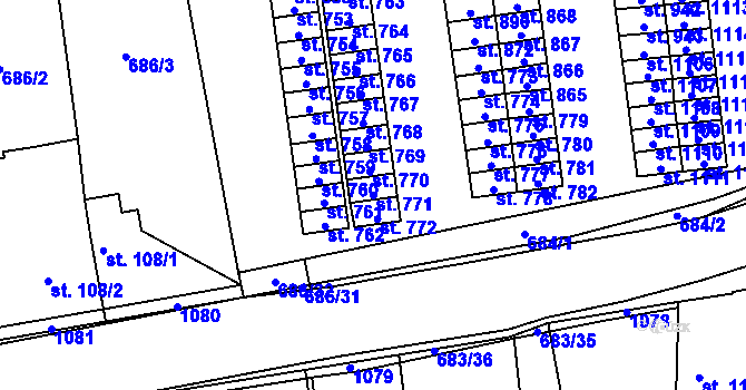 Parcela st. 771 v KÚ Velký Osek, Katastrální mapa