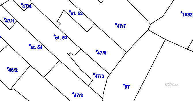 Parcela st. 47/6 v KÚ Velký Osek, Katastrální mapa