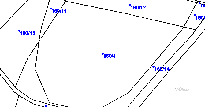 Parcela st. 160/4 v KÚ Velký Osek, Katastrální mapa