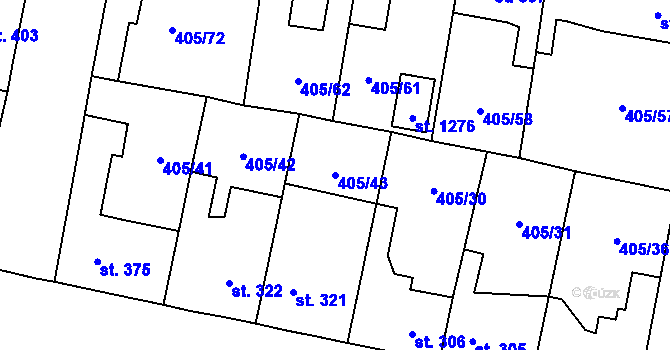 Parcela st. 405/43 v KÚ Velký Osek, Katastrální mapa