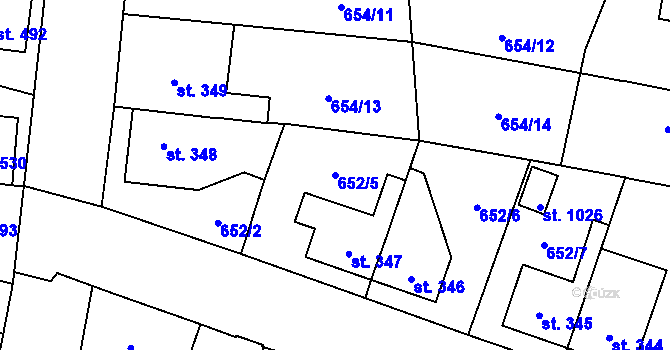 Parcela st. 652/5 v KÚ Velký Osek, Katastrální mapa