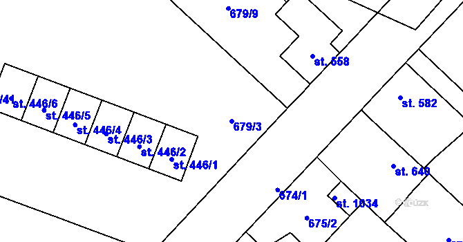 Parcela st. 679/3 v KÚ Velký Osek, Katastrální mapa