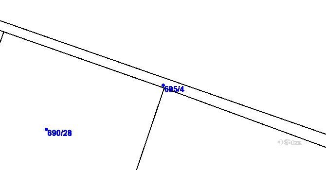 Parcela st. 695/4 v KÚ Velký Osek, Katastrální mapa