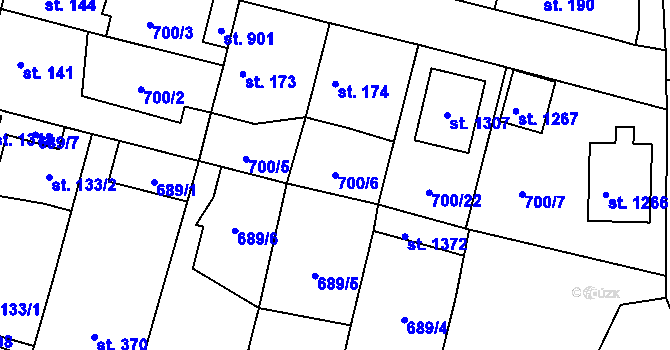 Parcela st. 700/6 v KÚ Velký Osek, Katastrální mapa