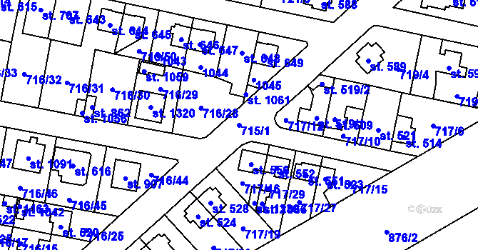 Parcela st. 715/1 v KÚ Velký Osek, Katastrální mapa