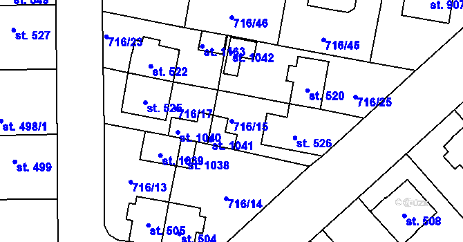 Parcela st. 716/15 v KÚ Velký Osek, Katastrální mapa