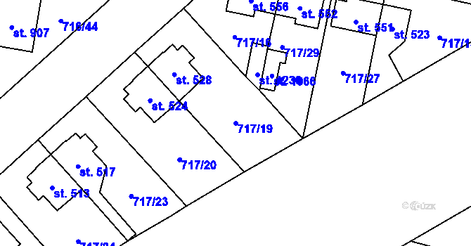 Parcela st. 717/19 v KÚ Velký Osek, Katastrální mapa