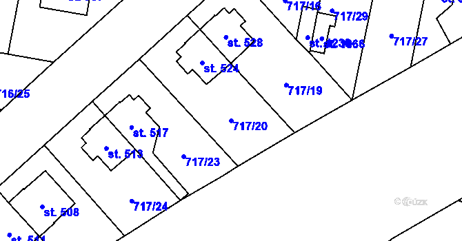Parcela st. 717/20 v KÚ Velký Osek, Katastrální mapa