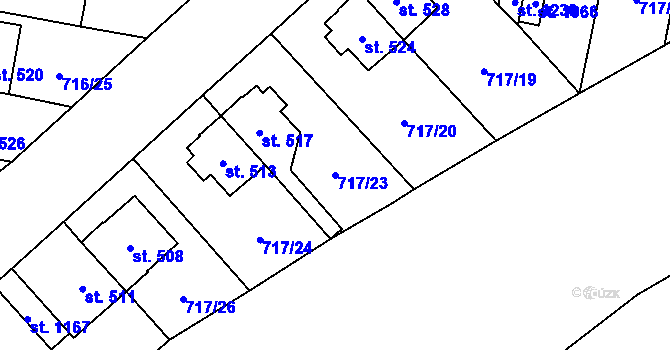 Parcela st. 717/23 v KÚ Velký Osek, Katastrální mapa