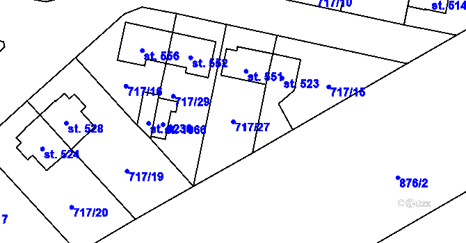 Parcela st. 717/27 v KÚ Velký Osek, Katastrální mapa