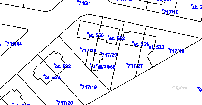 Parcela st. 717/29 v KÚ Velký Osek, Katastrální mapa