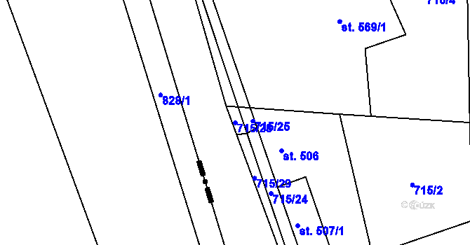 Parcela st. 715/28 v KÚ Velký Osek, Katastrální mapa