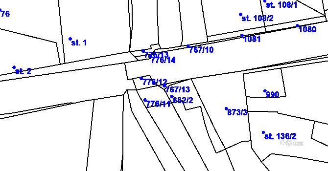 Parcela st. 767/13 v KÚ Velký Osek, Katastrální mapa