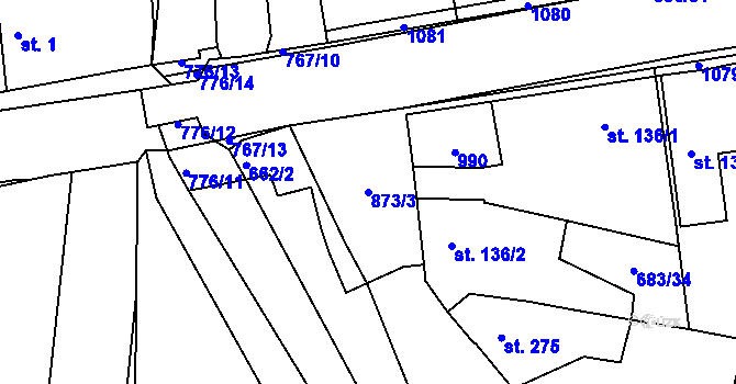 Parcela st. 873/3 v KÚ Velký Osek, Katastrální mapa