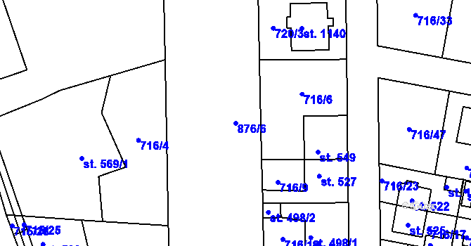 Parcela st. 876/6 v KÚ Velký Osek, Katastrální mapa