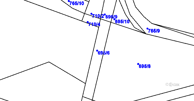 Parcela st. 695/6 v KÚ Velký Osek, Katastrální mapa