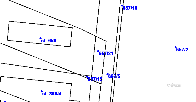 Parcela st. 657/21 v KÚ Velký Osek, Katastrální mapa