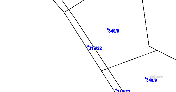 Parcela st. 313/22 v KÚ Velký Osek, Katastrální mapa